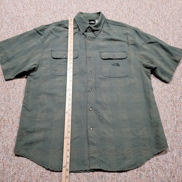 The North Face Shirt Mens Large Green Plaid Button Down Short Sleeve Hiking Camp - Picture 11 of 16